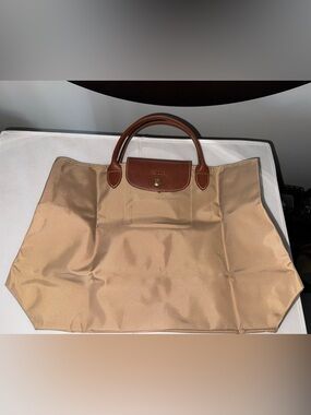 NWOT Longchamp Le Pliage Cabas nylon tote work laptop bag (tan beige)